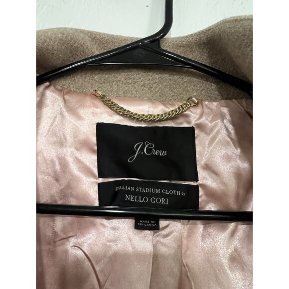 J. Crew Italian Stadium Cloth By Nello Gori Womens Tan Winter Overcoat Size 0P - Picture 3 of 7